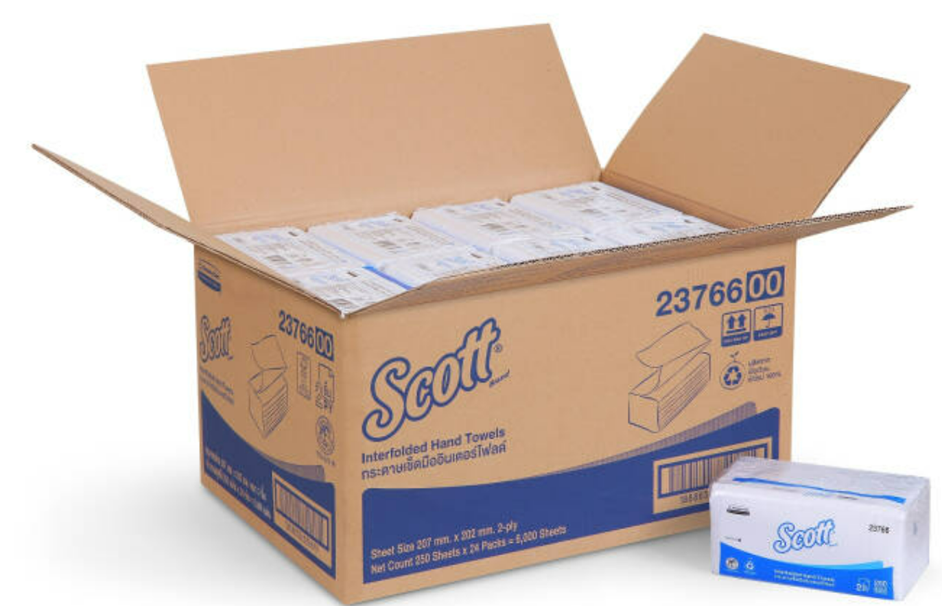 SCOTT Interfold Paper Towel 2 Ply 21 0 X 20 7cm 250 Sheets X 24