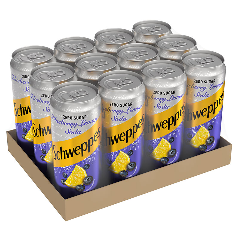 SCHWEPPES Zero Sugar Blueberry Lemon Soda 330 Ml X 12 Makro PRO