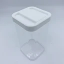 Thumbnail 1 of Jomphan กระบอกพลาสติกสี่เหลี่ยม PS 125cc (ฝาสีขาว 12 ชุด) G.199PS