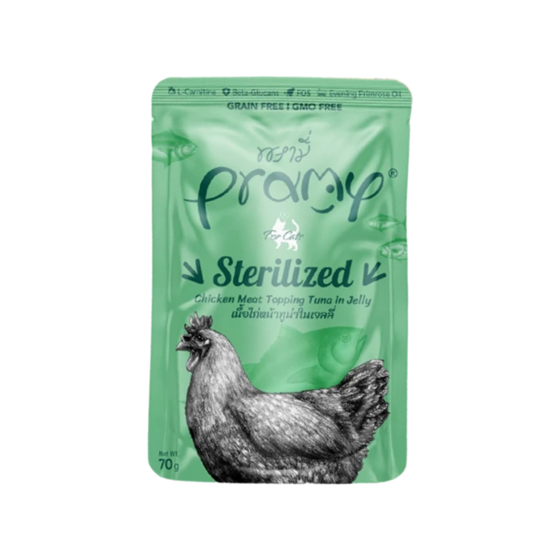 PRAMY พรามี่ อาหารเปียกแมว สูตร Functional ขนาด 70 กรัม AD8-Sterilized เขียว