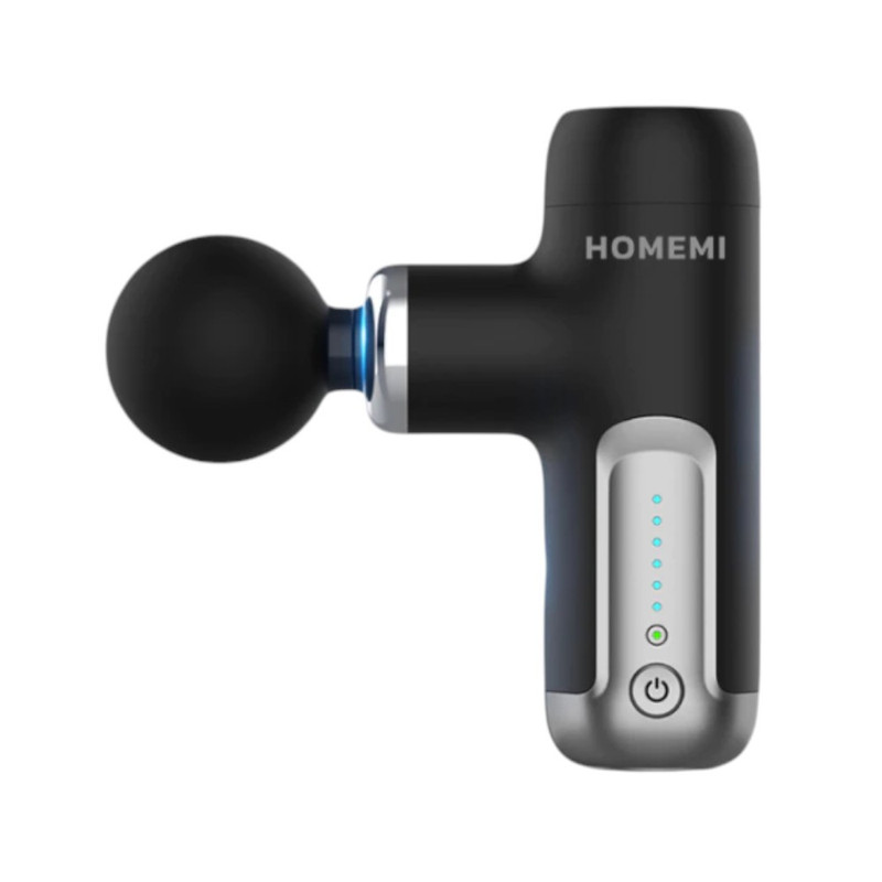 Homemi ปืนนวดพกพาไร้สาย Massager Gun รุ่น หัวธรรมดาและหัวประคบร้อน-เย็น นวดกล้ามเนื้อ นวดกดจุด ดํา-ธรรมดา(028-P-BL)