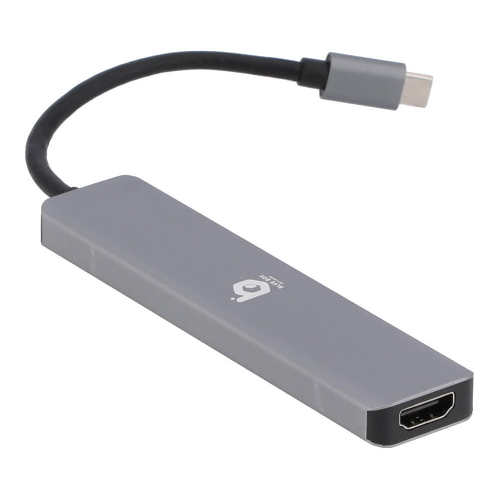 BLUE BOX USB Type-C Hub 7-in-1 Multifunction Converter Silver Grey