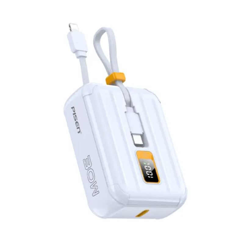 Pisen แบตสํารอง 10,000 mAh พร้อมสายคู่ Power Tiny 30W หน้าจอ LED แบบดิจิทัล รุ่น TS-D364