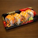 Thumbnail 4 of thefoodbox กล่องซูชิ ST-01 ถาดซูชิ อาหารญี่ปุ่น TakeAway ถาดใส่เนื้อ ถาดแซลม่อน ลายจักรพรรดิ์ แดงทอง [50 ชุด พร้อมฝา]