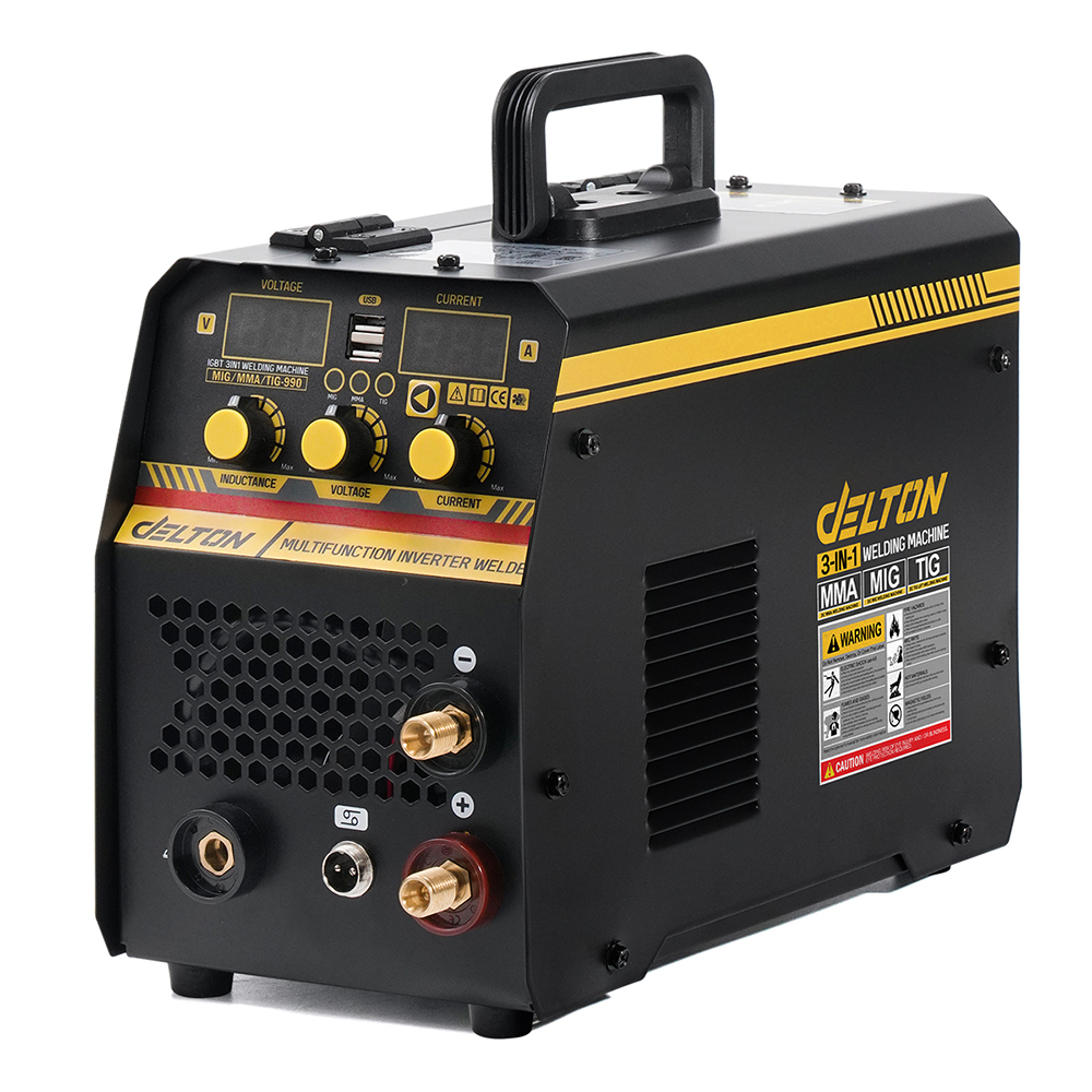 DELTON ตู้เชื่อม MIG ตู้เชื่อมไฟฟ้า 3 ระบบ ขนาด 5 กิโล รุ่น MIG/MMA/TIG-990  พร้อมระบบ FLUX CORED, MIG, TIG LIFT และ MMA พร้อมลวด 0.8mm
