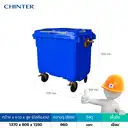 Thumbnail 5 of ถังขยะพลาสติก สีน้ำเงิน มีล้อ หูเหล็กกัลวาไนซ์ทนสนิม 660 ลิตร - CHINTER F517-S946-C02