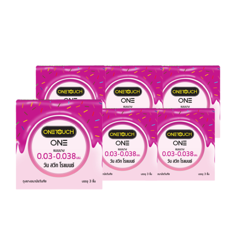 Onetouch ถุงยางอนามัย วันทัช วัน สวีท โรแมนซ์ กลิ่นผลไม้รวม ขนาด 52mm 3 ชิ้น x 6