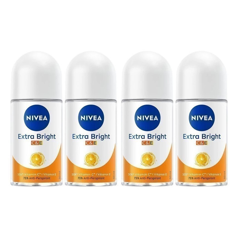 NIVEA EXTRA BRIGHT C&E ROLL ON 50 ml x 4