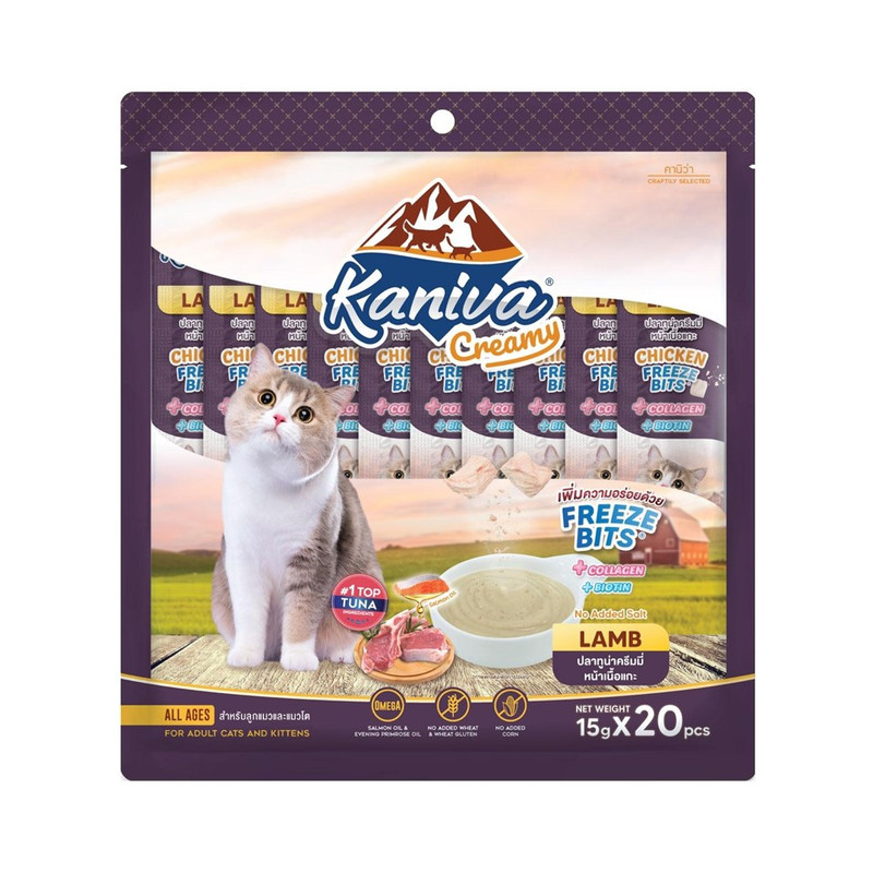 KANIVA Cat Food Creamy Tuna Topping Lamb Freeze Bits 15 g x 20