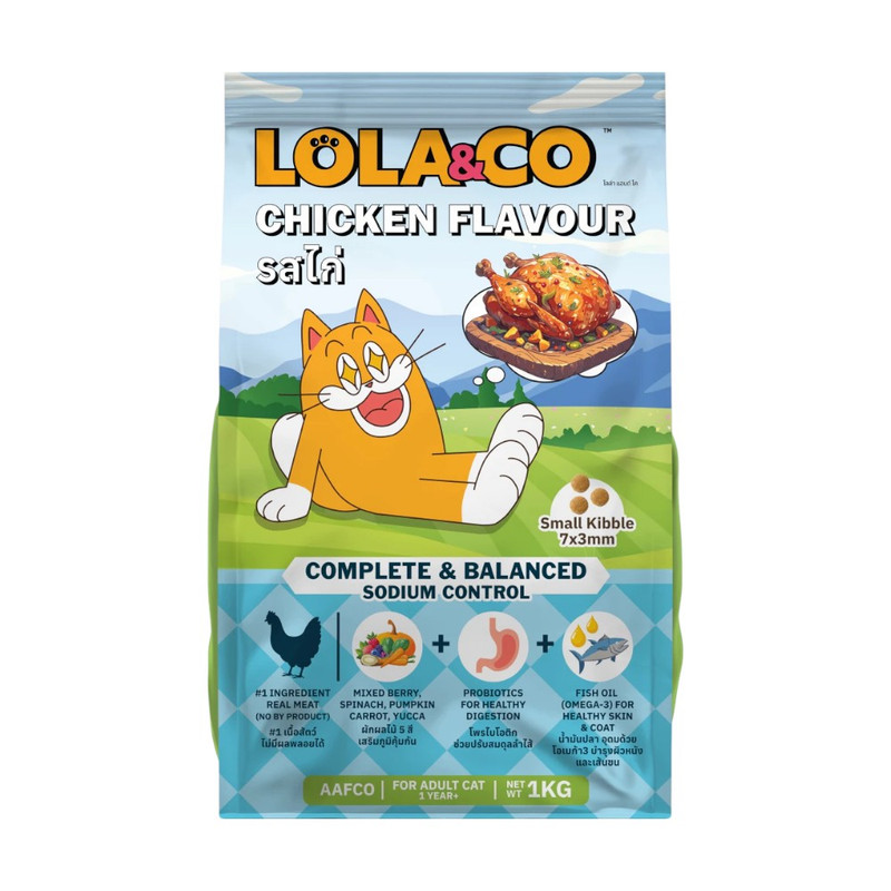 Lola & Co อาหารแมวแบบเม็ด มี 3 สูตรให้เลือก เนื้อไก่ ปลาทูน่า และปลาแซลมอน ขนาด 1kg Lola-เนื้อไก่ 1kg