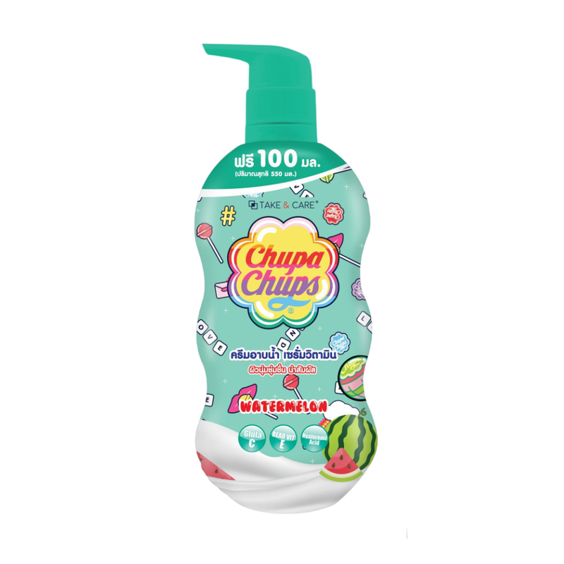 Chupa Chups ครีมอาบน้ํา ผิวนุ่มลื่น ไม่แห้งตึง ผิวนุ่มชุ่มชื้น กลิ่นแตงโม ขนาด 550 มล.