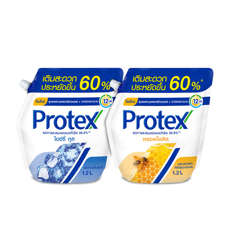 Protex Shower cream  Icy Cool Refill 1.2L + Protex Shower cream Propolis Refill 1.2L