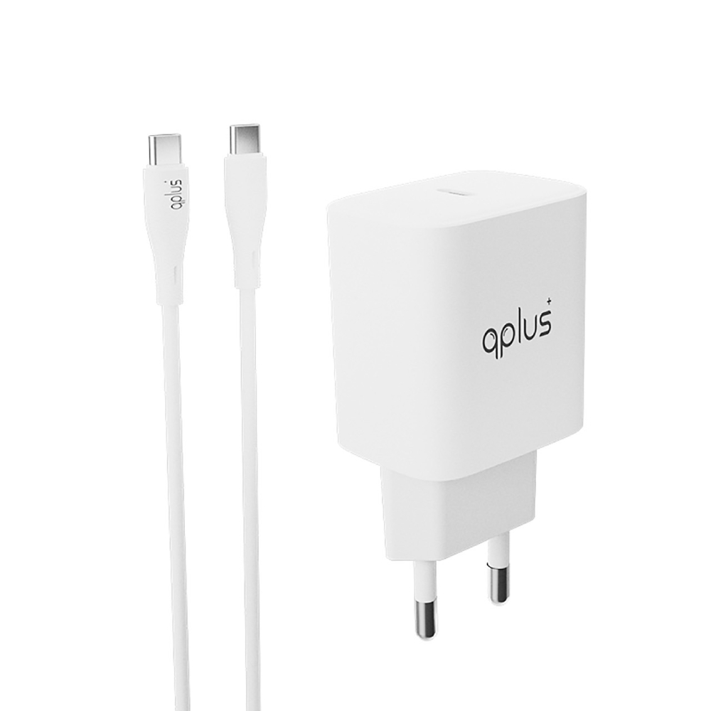 QPLUS Wall USB Charger 1 USB-C (PD33W) + USB-C to USB-C Cable 1M. White (AP31)