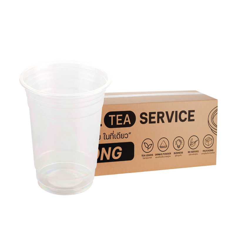 [N16] Plastic Bubble Tea Cup 16 oz 95 mm Stright Shape (50 pcs/pack) x 5 Packs
