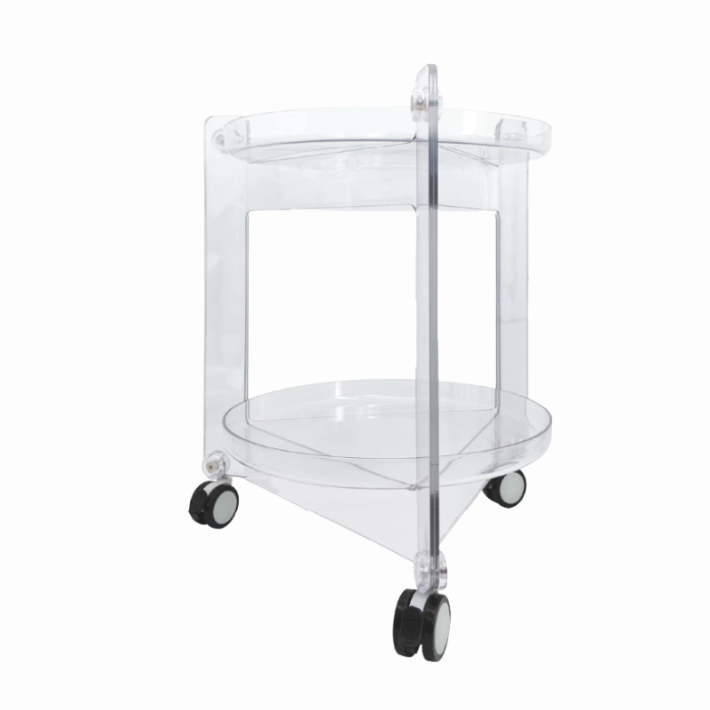 DKW Official Trolley รุ่น Rinrin โต๊ะเข็นมีล้อ 2ชั้น (ล้อล็อคได้) โต๊ะเสิร์ฟ โต๊ะข้างเตียง โต๊ะข้างโซฟา สีขาวใส