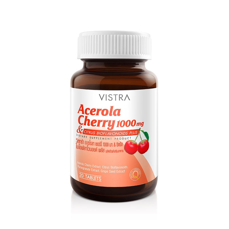 VISTRA Dietary Supplement Acerola Cherry 1000 mg 20 Tablets