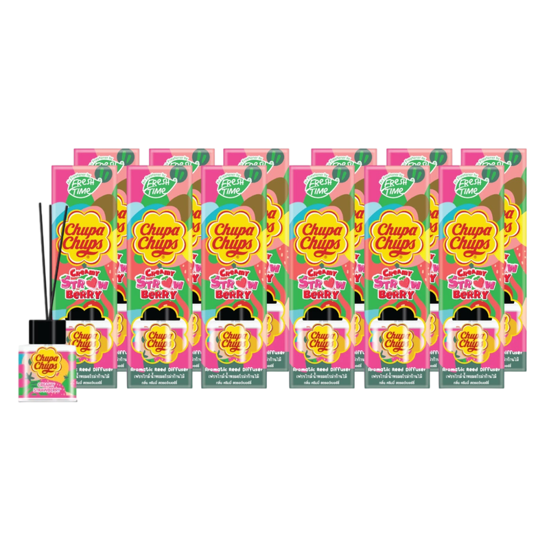 [แพ็ค12ชิ้น] Fresh Time x Chupa Chups ก้านไม้หอมปรับอากาศ Strawberry 30ml