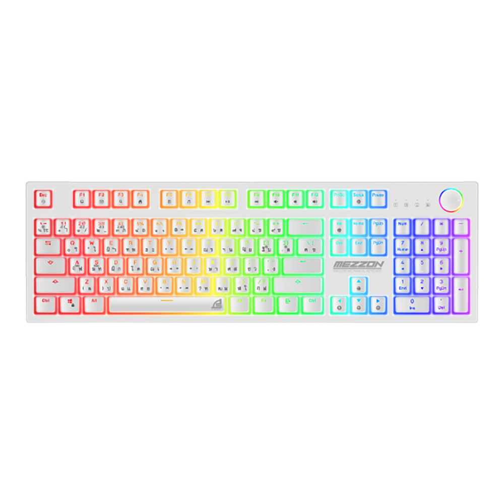 SIGNO KEYBOARD (คีย์บอร์ด) KB-752W MEZZON (WHITE) (RED OPTICAL SWITCH - RGB - EN/TH)