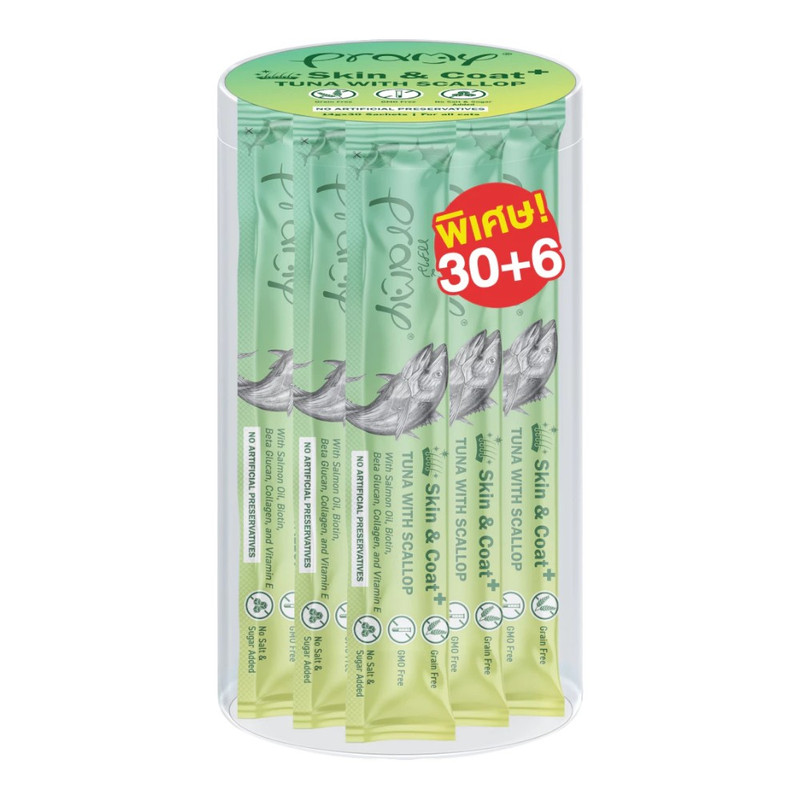 [กระปุก 36 แท่ง] Pramy พรามี่ สมูทตี้ แมวเลีย ผลิตจากเนื้อปลาทูน่าและเนื้อไก่แท้ ขนาด 14g กป SM2-ทูน่า&หอย