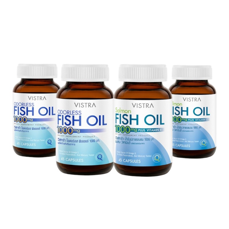 VISTRA Dietary Supplement Salmon Fish Oil 45 Capsules x 2 + Odorless Fish Oil 1000 mg 45 Capsules x 2