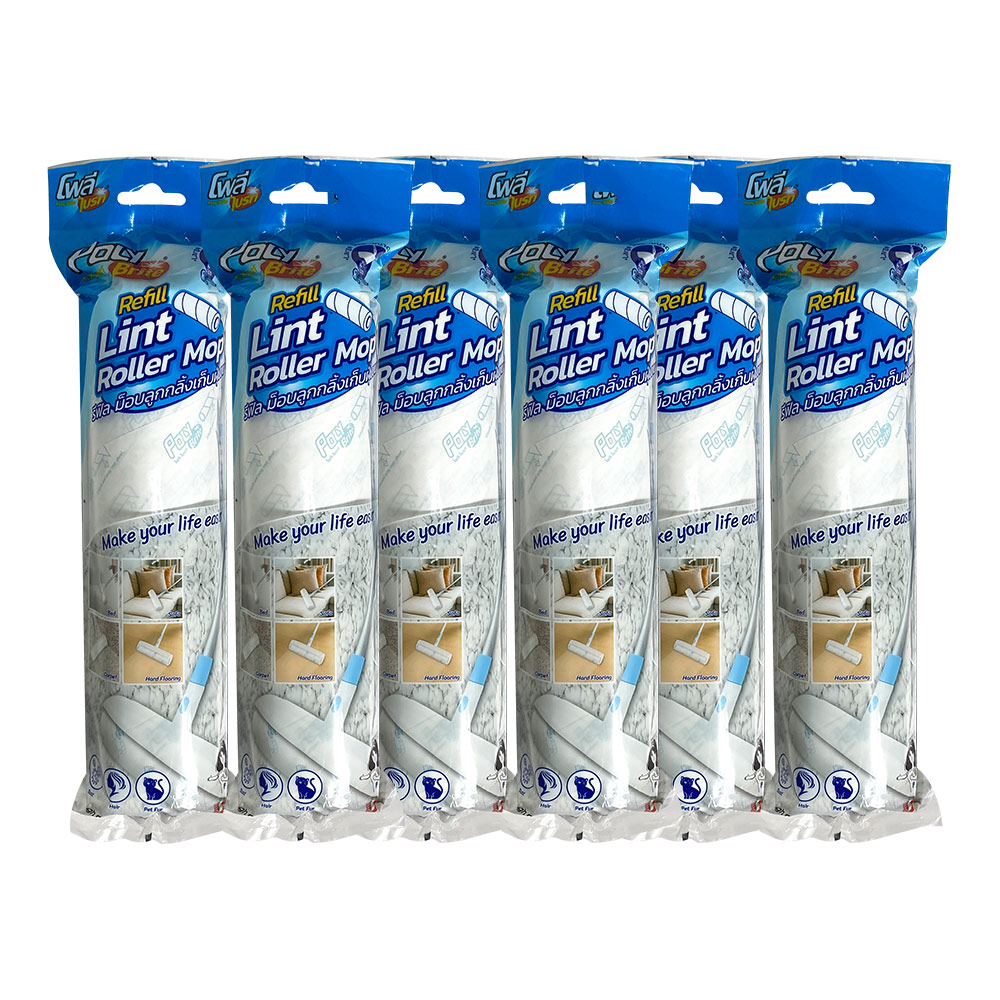 Poly-Brite โพลี-ไบรท์ รีฟิล ม็อบลูกกลิ้ง รุ่นหน้ากว้าง 23.5 ซม. x 6 ชิ้น