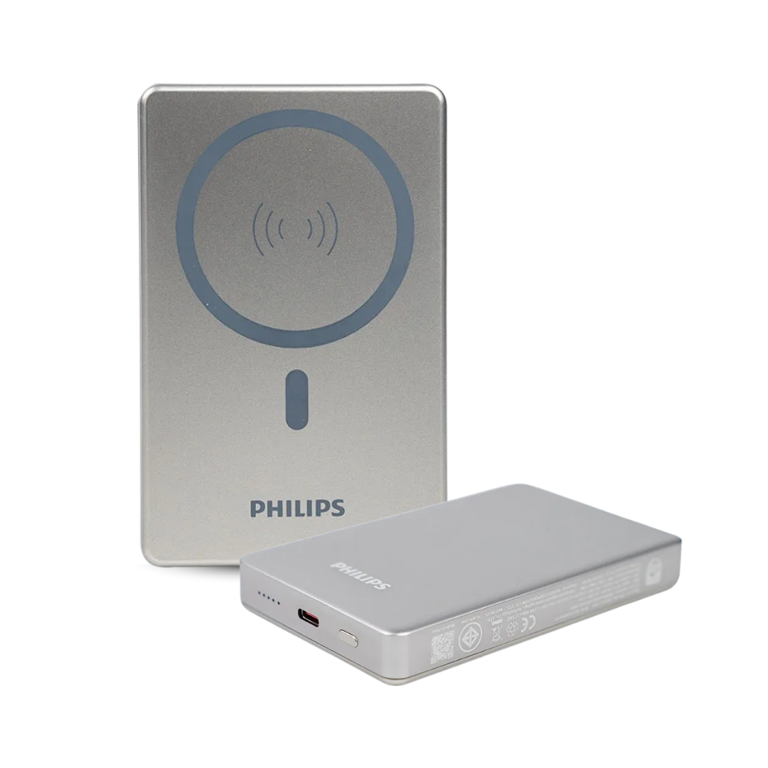 Philips พาวเวอร์แบงค์ไร้สาย 10000 mAh Magnetic Wireless Battery แบตสํารอง 22.5W (สีขาว) รุ่น DLP3920