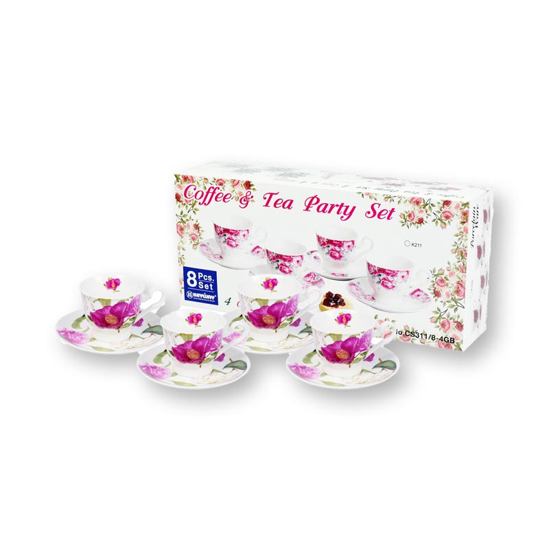 KEYWAY Coffee & Tea Party Set 4 Cups & 4 Saucers CS311/8-4GB Assorted ...