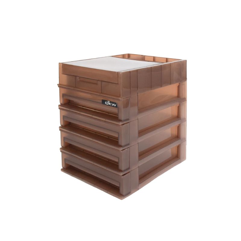 DKW Official HH-460/4ST, HH-460/3ST กล่องลิ้นชักเล็ก4ชั้น,3ชั้น Top opening Mini Drawer น้ําตาล 4 ชั้น