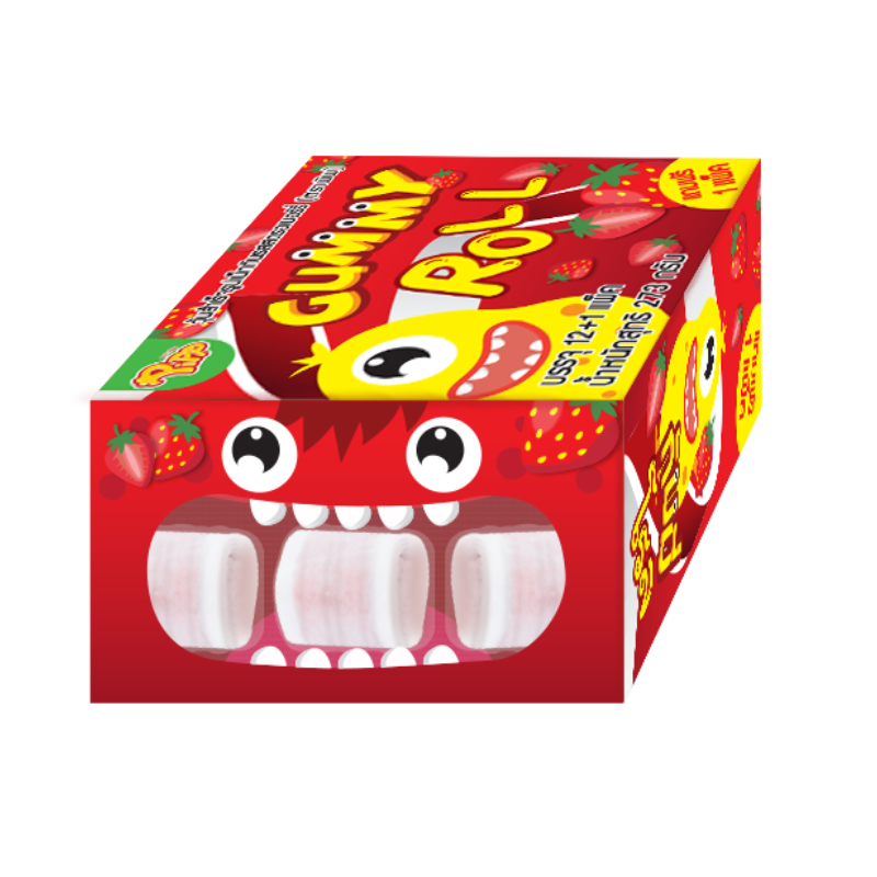 GUMMY ROLL STRAWBERRY FLAVOR (PIPP BRAND) 21g x 12 pcs
