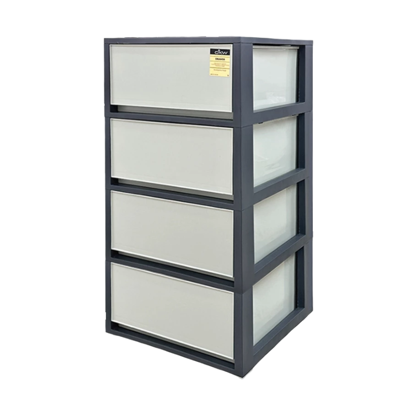 DKW Official HH-470/4 ตู้ลิ้นชักอเนกประสงค์ Modular 4ชั้น Mutipurpose drawer 4tiers สีขาวทึบ-กรอบเบจ4ชั้น