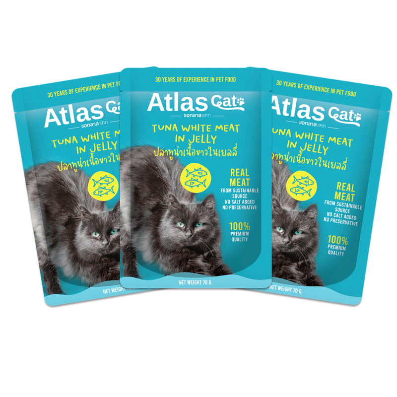 ATLAS CAT TUNA WHITE MEAT IN JELLY (70G.) x3