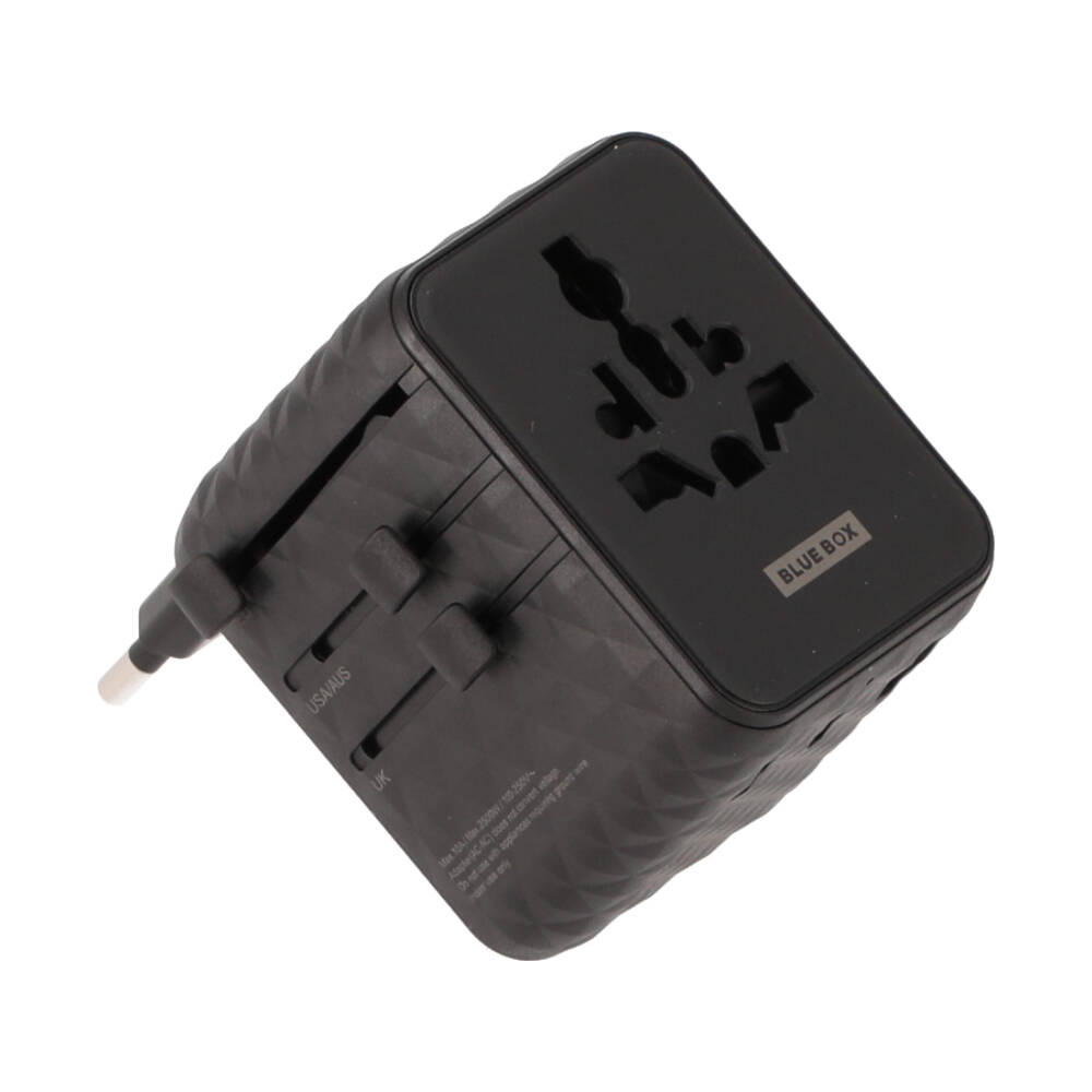 BLUE BOX Multifunction Universal Travel Adapter 25W GaN3 BB-UA01 Black