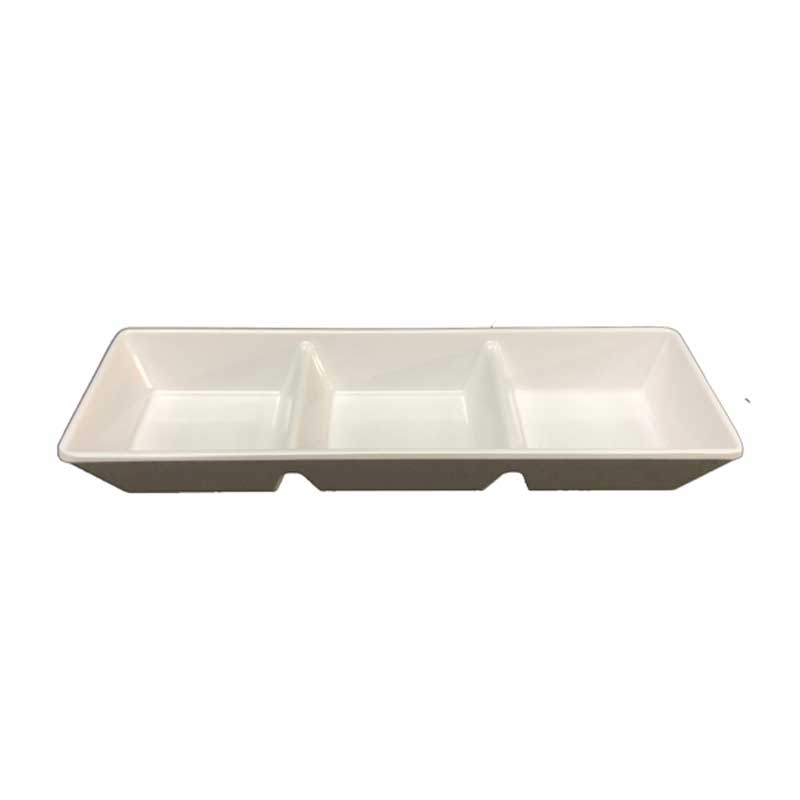 FLOWERWARE Sauce Dish 7.5" 3-Divided White