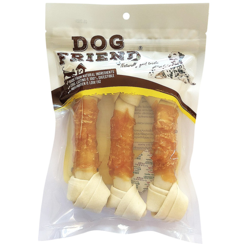 Dog Friend ขนมสุนัขกระดูกผูกขาว 7 นิ้วพันไก่ 3 ชิ้น
