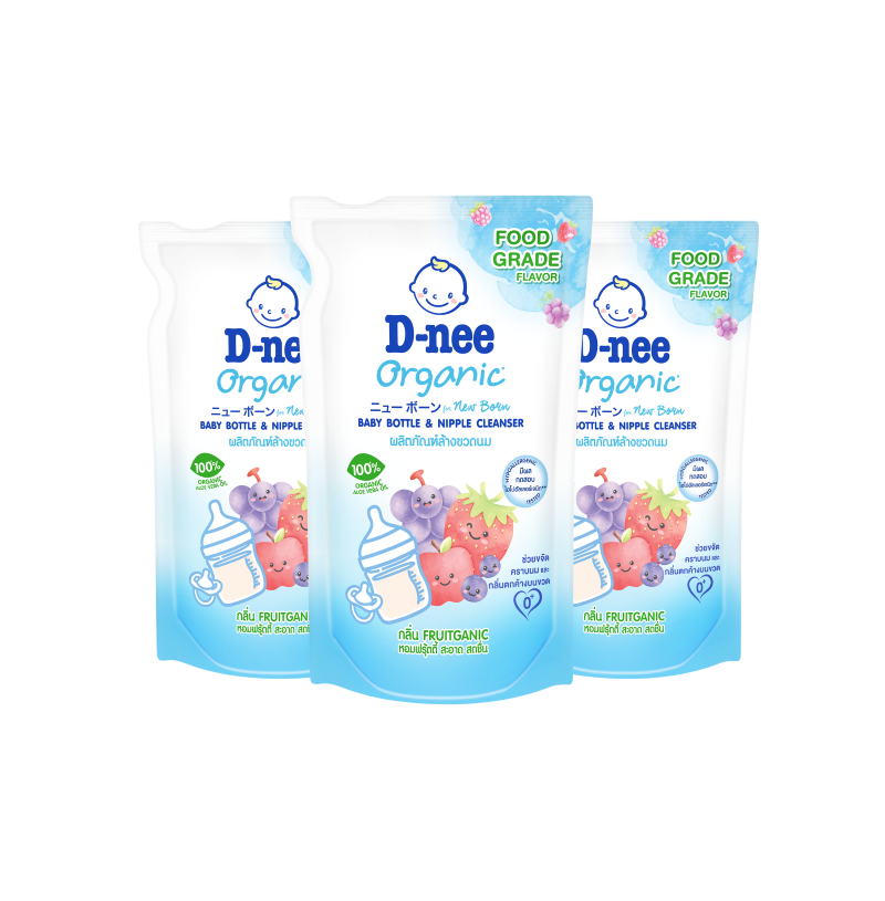 [Pack3] D-Nee Baby Bottle Nipple Cleanser For Newborn Fruitganic 500ml. x3