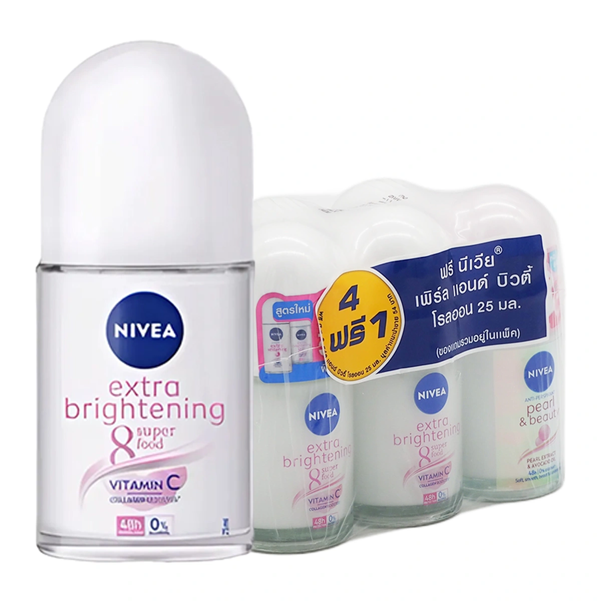 NIVEA Extra ฺBright Roll on 25 ml x 4+1