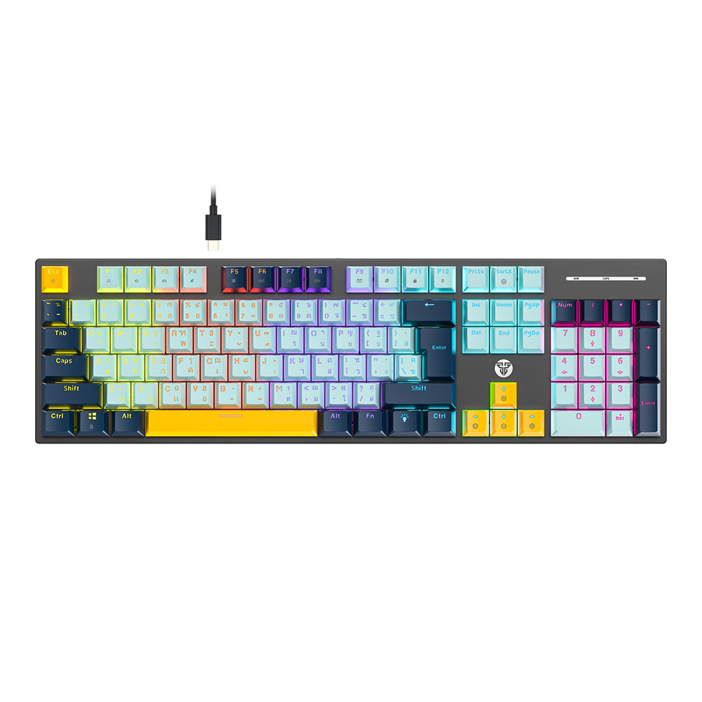 FANTECH KEYBOARD (คีย์บอร์ด) ATOM104 MIZU EDITION MK889S RAINBOW LED EN/TH - SKY BLUE BLUE SWITCH