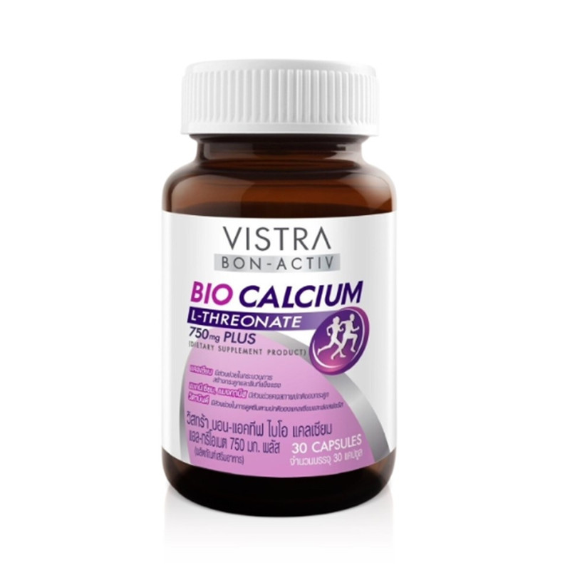 VISTRA Dietary Supplement Bon-activ Bio Calcium L-Threonate 750 mg Plus 30 Capsules
