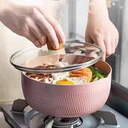 Thumbnail 1 of PINJU หม้อเคลือบ (S ชมพู+ฝา) หม้อสแตนเลส หม้อเคลือบหินอ่อน หม้อต้มนม หม้อตุ๋น หม้อพร้อมฝา หม้อด้าม หม้อเกาหลี