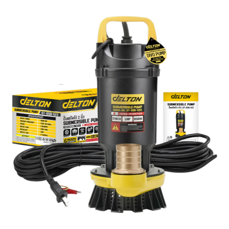 DELTON ปั๊มแช่ 2 นิ้ว 950W 1HP มอเตอร์ทองแดงแท้ 100% Divo แรงดันสูง Submersible Pump รุ่น DT-DSB-522 (2 นิ้ว)