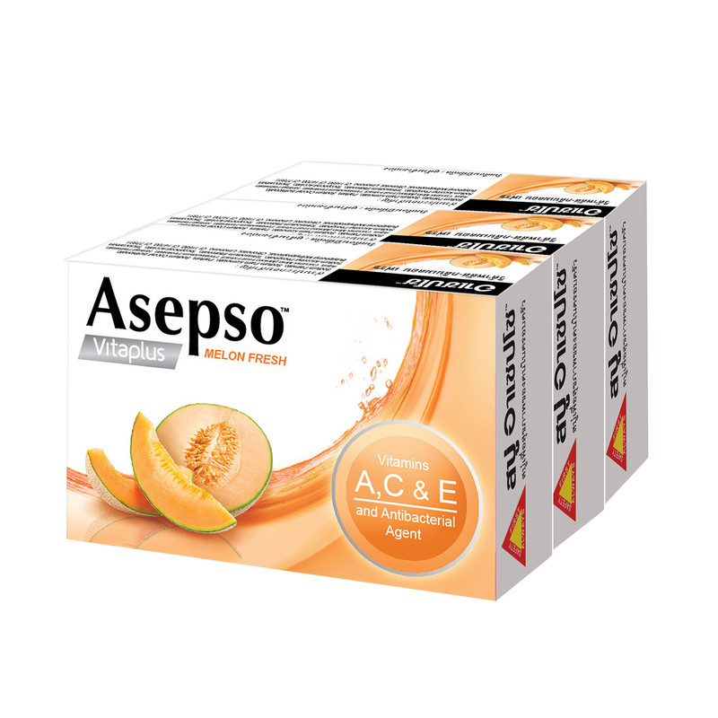 Asepso Vitaplus Soap Melon Fresh 70g (3 Bars/pack)