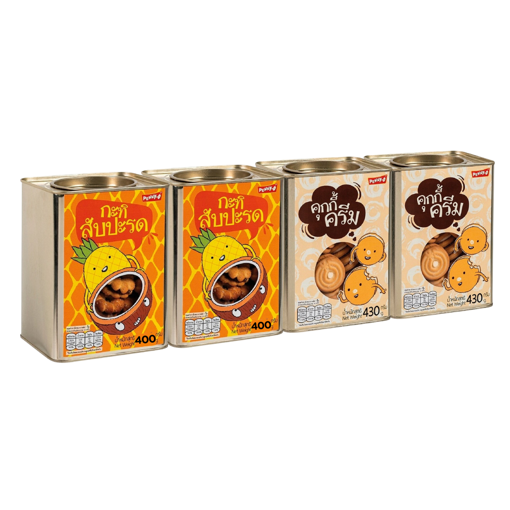 PENNY-O Coconut Pineapple Snack 400 g and Cookie Cream-filled Snack 430 g x 4