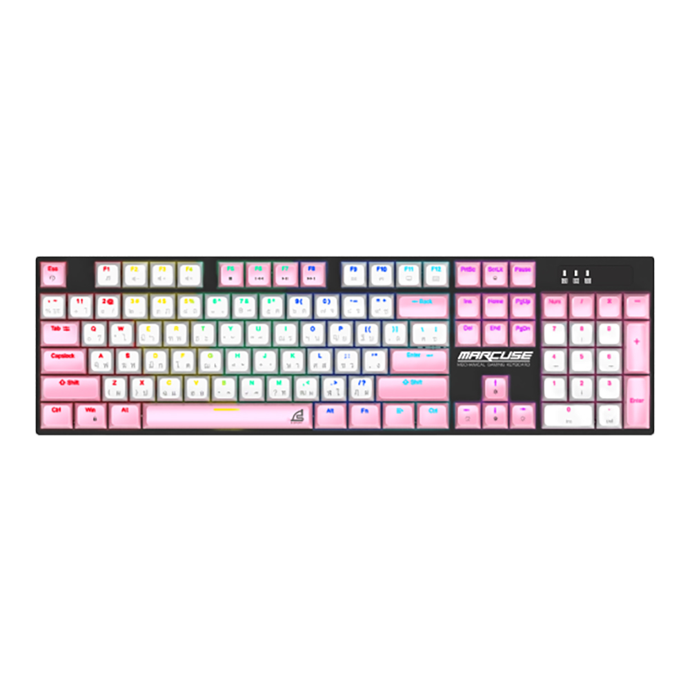 SIGNO KEYBOARD (คีย์บอร์ด) KB-727BLK MARCUSE WHITE-PINK,BLUE SWITCH