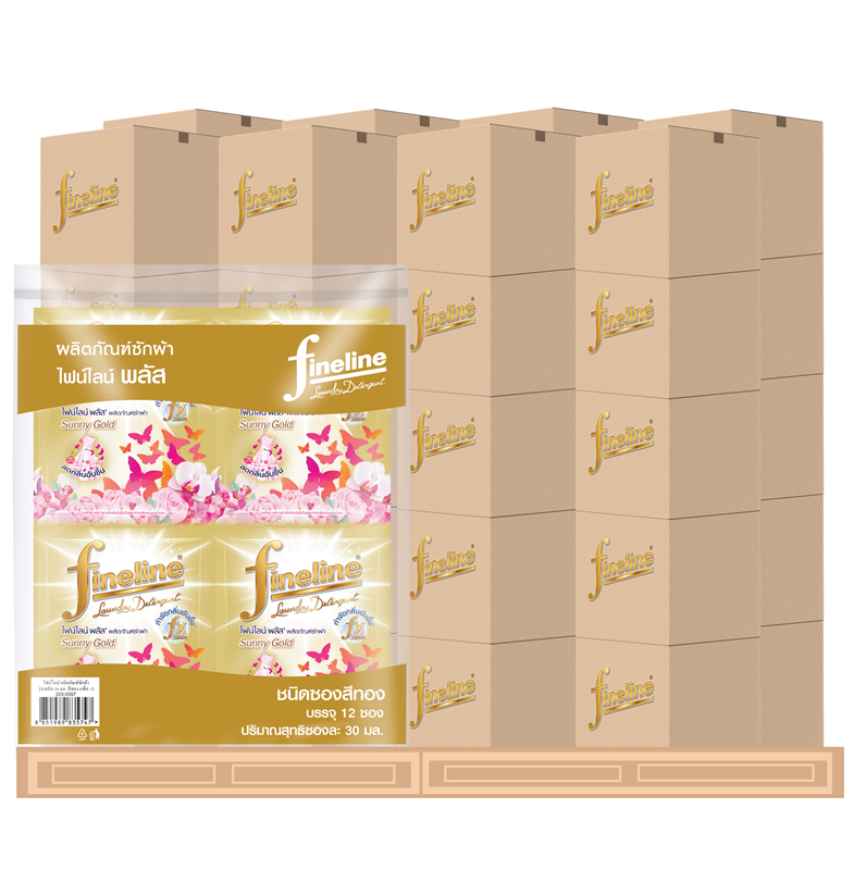[Pallet] Fineline Liquid Detergenr Regular Plus 30ml [12 sachets per pack] , Gold x85Case