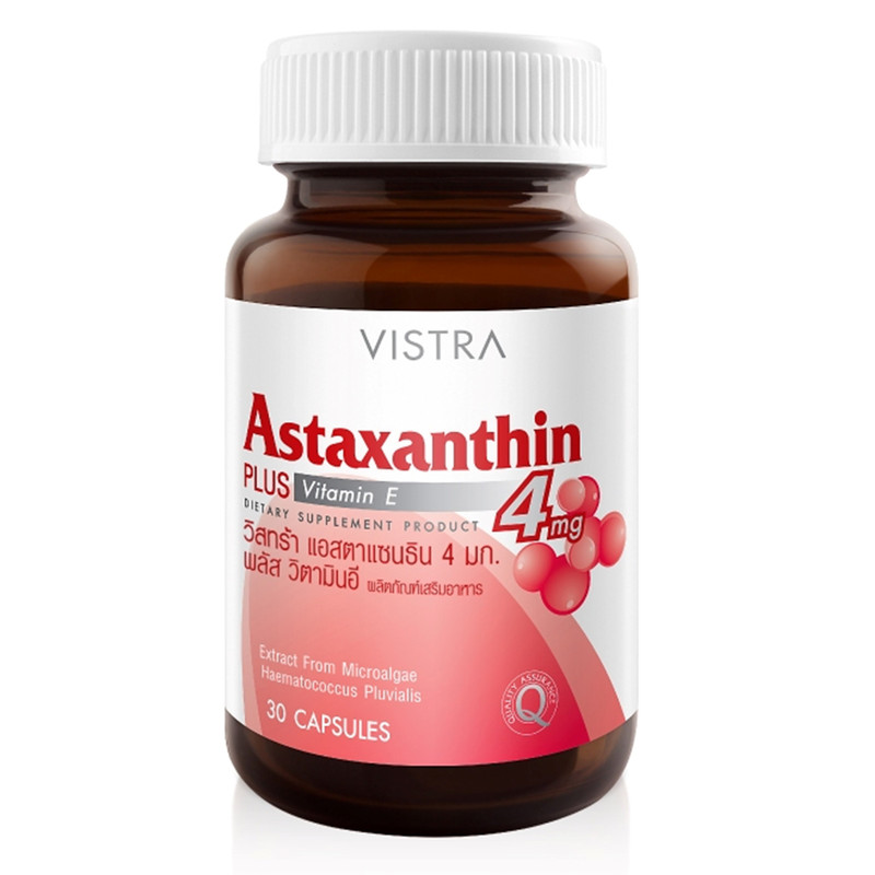 VISTRA Dietary Supplement Astaxanthin 4 mg Plus Vitamin E 23.1 g 30 Capsules