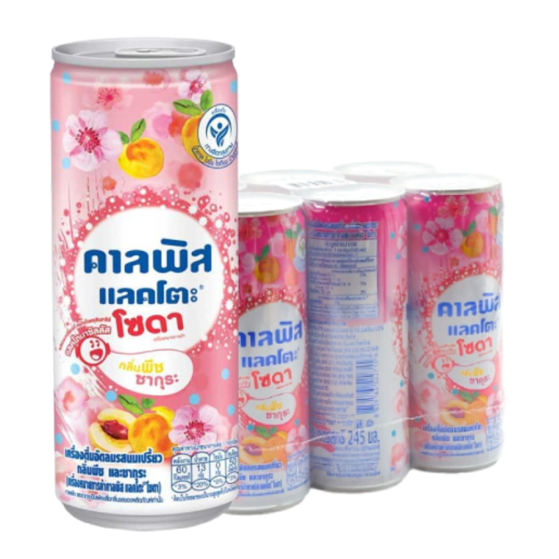 CALPIS LACTO Soft drink Carbonated Yogurt Peach Sakura 245 ml x 6