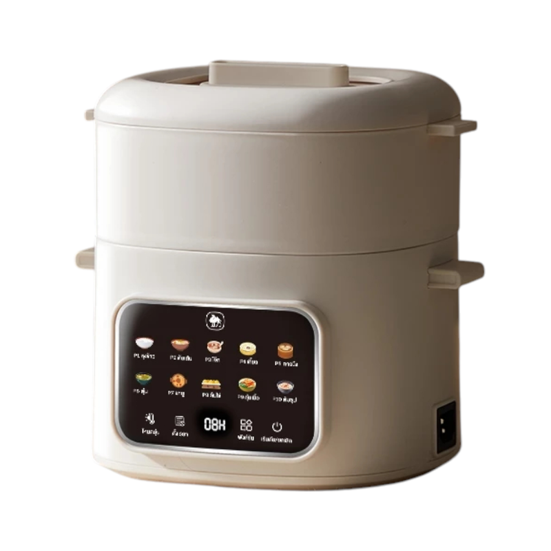 CAMEL 1.6L หม้อไฟฟ้า อเนกประสงค์ ไม่ติดหม้อ 300W เหมาะสําหรับ 2-4 คน ความจุสูง 1.6L+มีชั้นนึ่ง