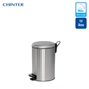 Thumbnail 2 of ถังขยะเท้าเหยียบสแตนเลสทรงกลม ฝาปิดไร้เสียง (Soft close) ขนาด 12 ลิตร สีเงิน - CHINTER F333-S909 กลม