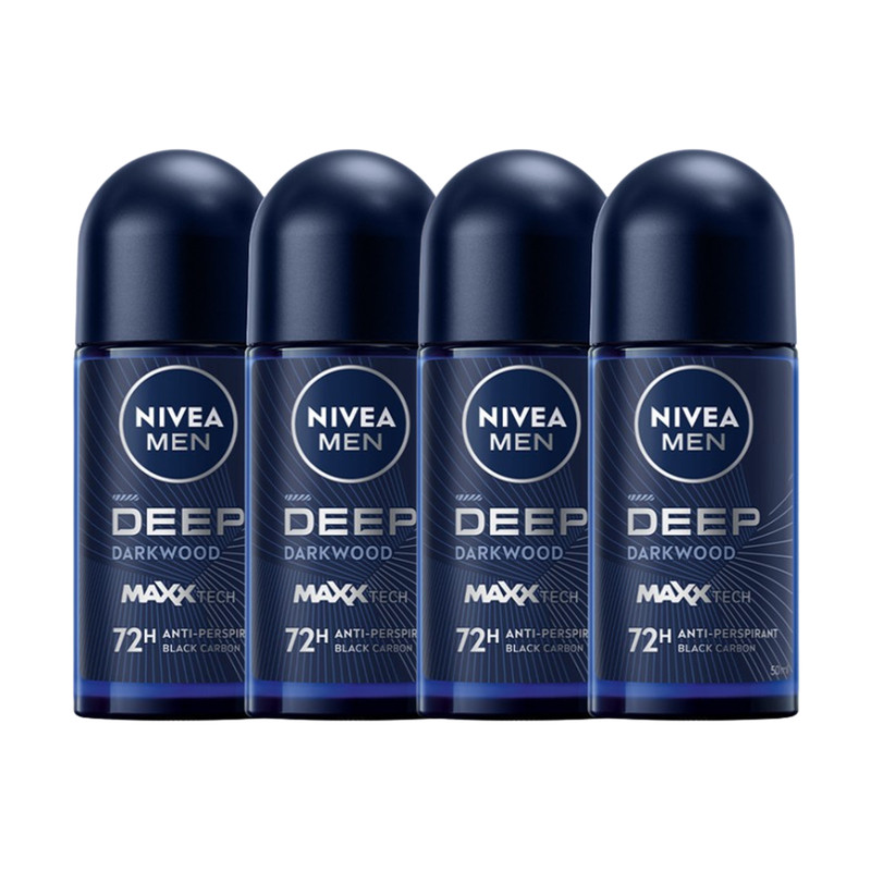NIVEA Men Deep Darkwood Roll-On 50 ml. x 4