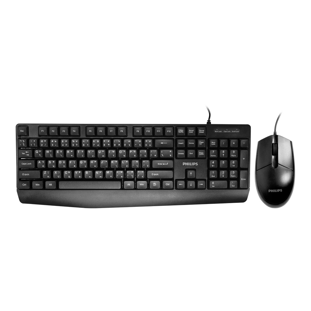 PHILIPS KEYBOARD & MOUSE (คีย์บอร์ดและเมาส์) SPT6237 WIRED KEYBOARD & MOUSE COMBO - BLACK